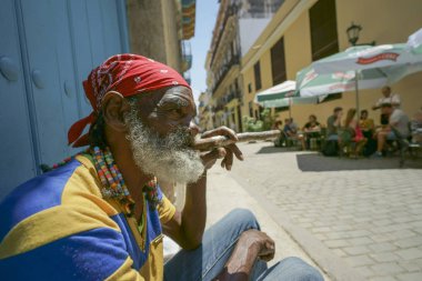 Yakından görmek yaşlı adam sakal ve kırmızı bandana örgüler 