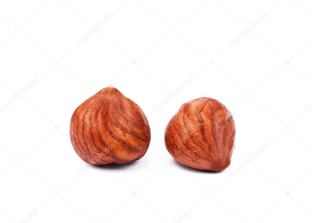 Group hazelnuts isolated