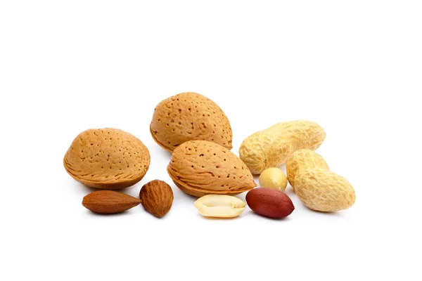 Almonds and peanuts — Stock Photo, Image