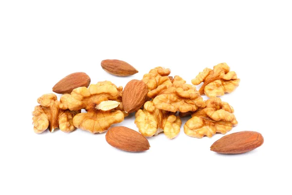 Healthy walnuts and almond — Stock Photo, Image