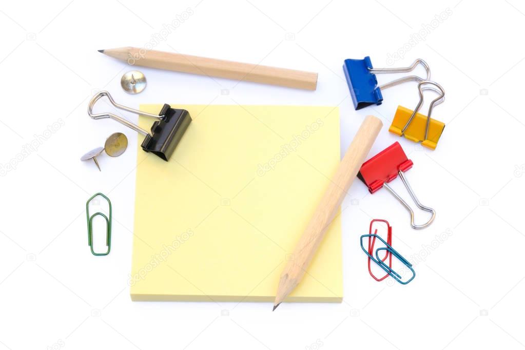 Office supplies isolated on white background