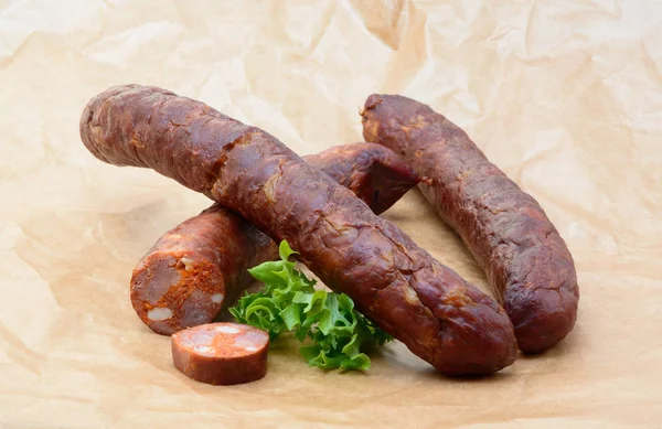 Délicieuse saucisse fumée de haute qualité — Photo