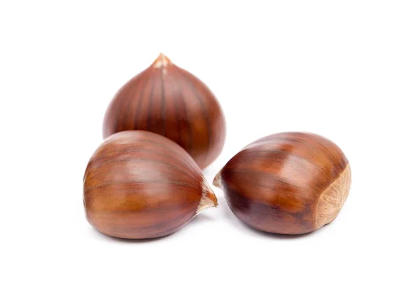 Tasty Ripe Chestnuts Isolated White Background Royalty Free Stock Images