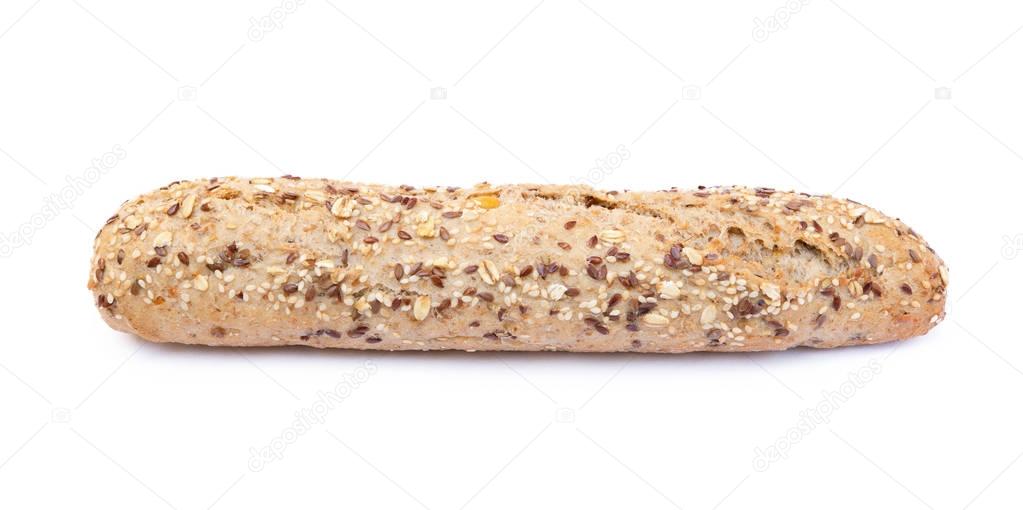 Whole grain bread isolated on a white background.