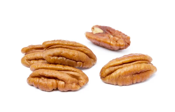 Fresh Pecan Nuts Isolated White Background — Stock Photo, Image