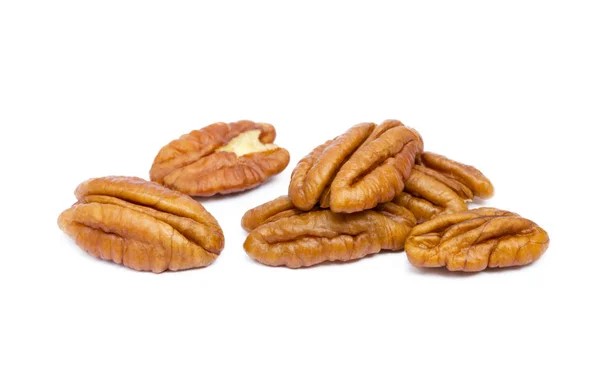 Fresh Pecan Nuts Isolated White Background — Stock Photo, Image