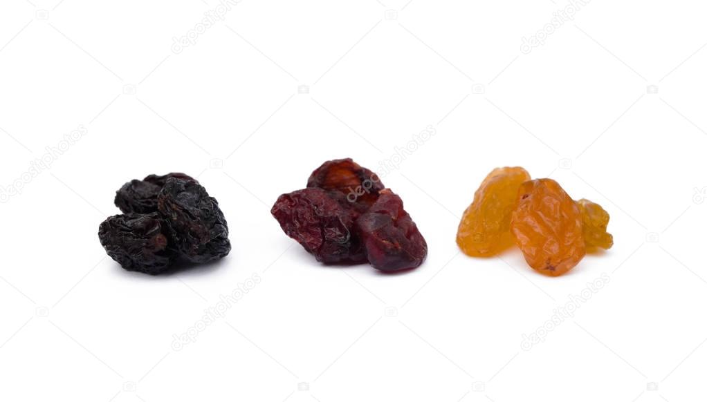 Mix raisins isolated on white background