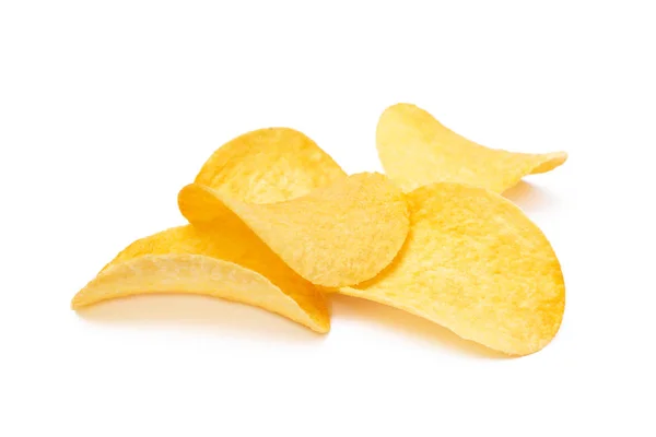 Patatas Fritas Saladas Aisladas Sobre Fondo Blanco —  Fotos de Stock