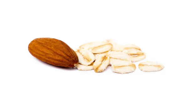 Mix Nuts Almond Oatmeal Isolated White Background — Stock Photo, Image