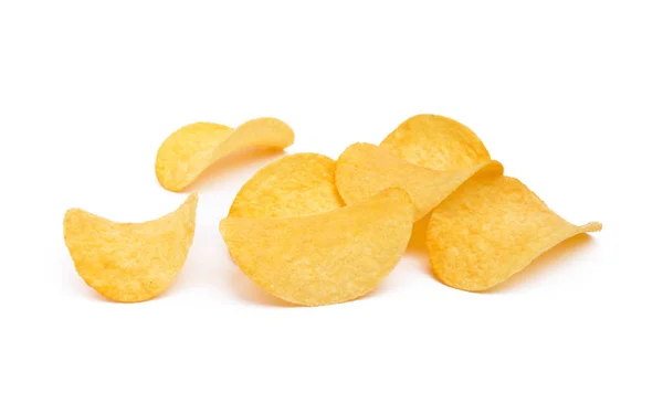 Patatas Fritas Saladas Aisladas Sobre Fondo Blanco —  Fotos de Stock