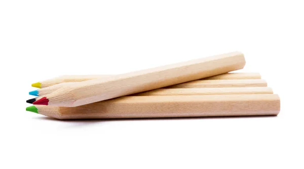 Dřevěné Barevné Obyčejné Tužky Izolované Bílém Pozadí — Stock fotografie