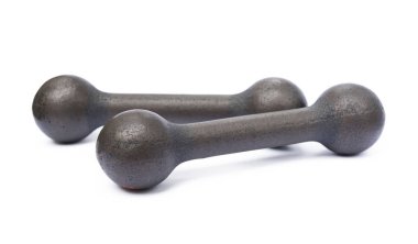 Beyaz bir arka plan üzerinde izole eski fitness halter