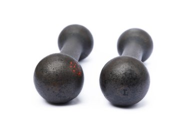 Beyaz bir arka plan üzerinde izole eski fitness halter