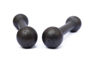 Beyaz bir arka plan üzerinde izole eski fitness halter