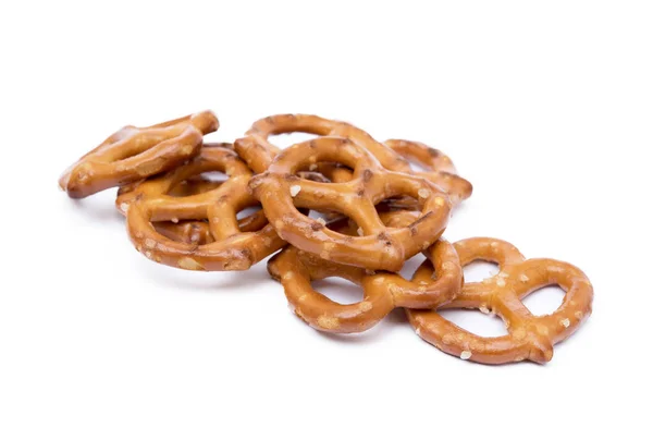 Biscoito Salgado Pretzel Isolado Fundo Branco — Fotografia de Stock