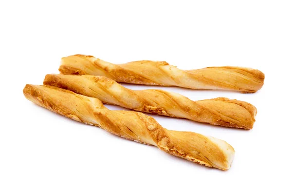 Spiral Bread Sticks Cheese White Background — Stock Photo, Image