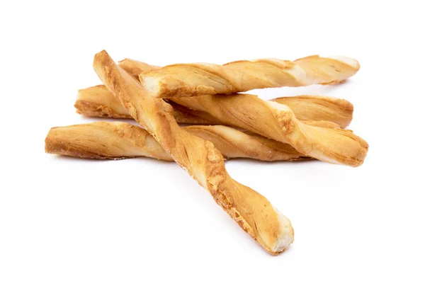 Spiral Bread Sticks Cheese White Background — Stock Photo, Image