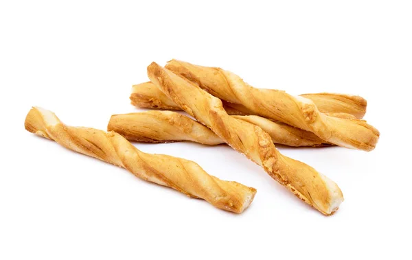 Paus Pão Espiral Com Queijo Sobre Fundo Branco — Fotografia de Stock