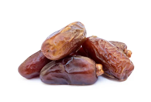 Dates Sucrées Séchées Isolées Sur Fond Blanc — Photo