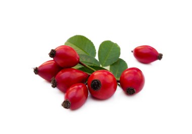 Olgun gül kalçası beyaz arkaplanda izole