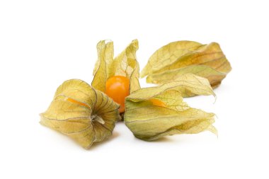 Sağlıklı Cape beyaz arka plan üzerinde izole bektaşi üzümü (Physalis)