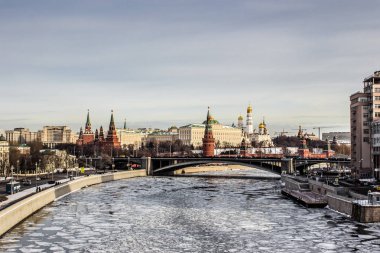 Moskova, Şehir Merkezi, görünüm Kremlin'in panoramik manzaralı