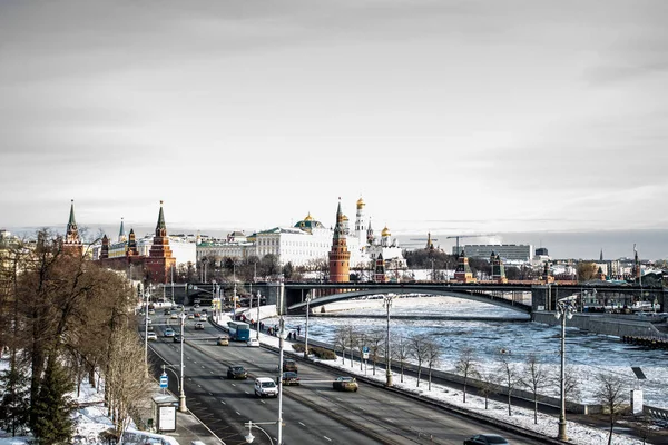 Vue panoramique de Moscou, centre-ville, vue sur le Kremlin — Photo
