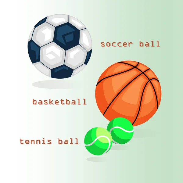 Sports balls. Football, basketball, tennis.