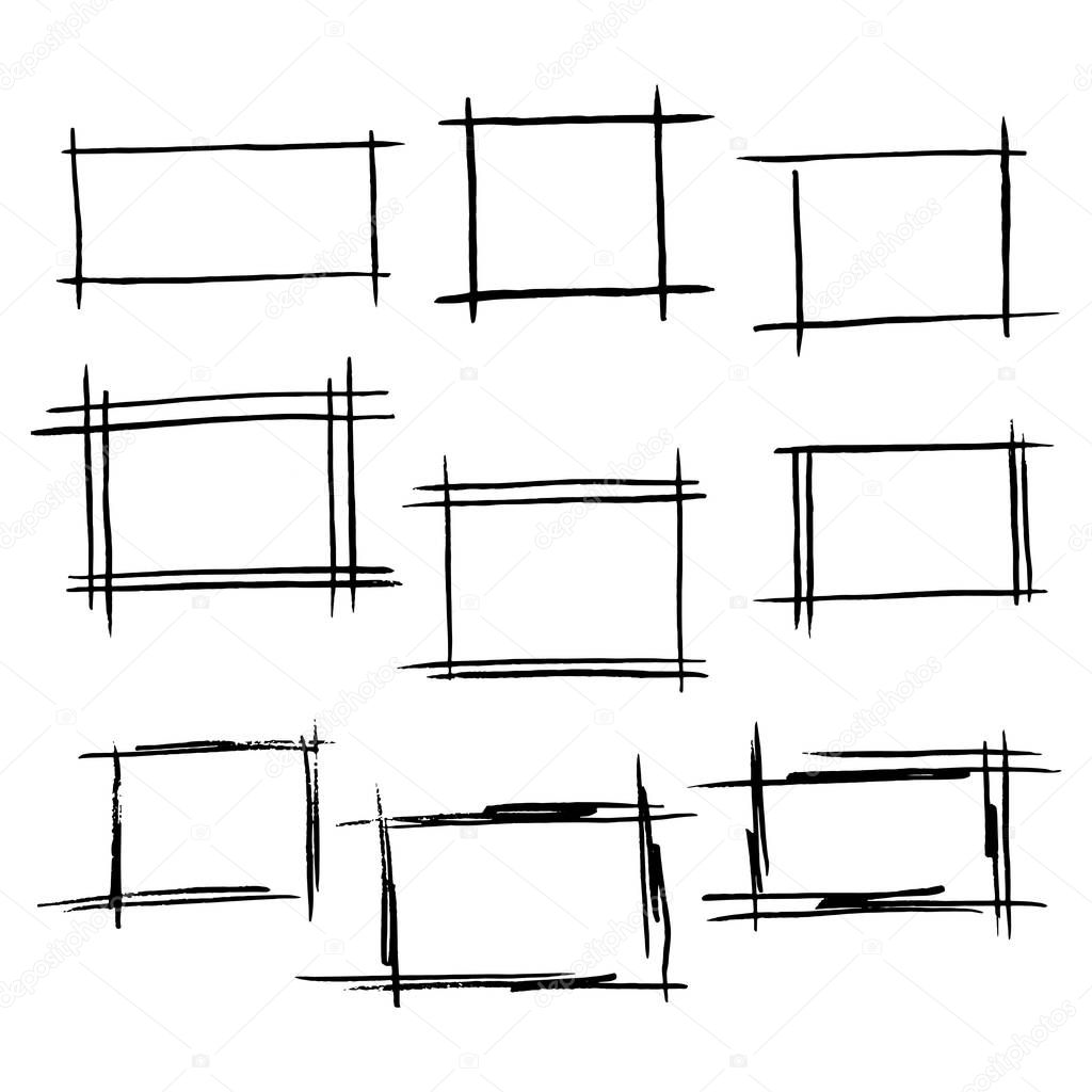 Download Rectangle frames set of hand drawn borde — Vector de stock ...