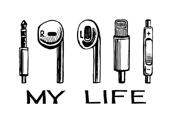 Headphones smartphone. My life. Royalty Free Stock Illustrations