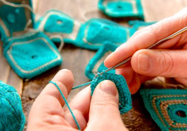 crochet work in many colors with hook needle .