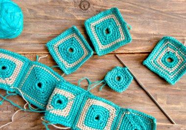 crochet work in many colors with hook needle .