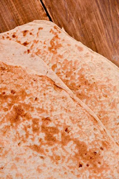 Hemlagad Pita Trä Bakgrund — Stockfoto