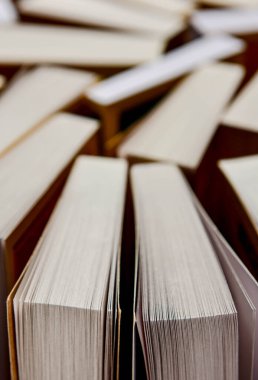 Bir kitapçıda ya da kütüphanede birçok kitap var. soyut.