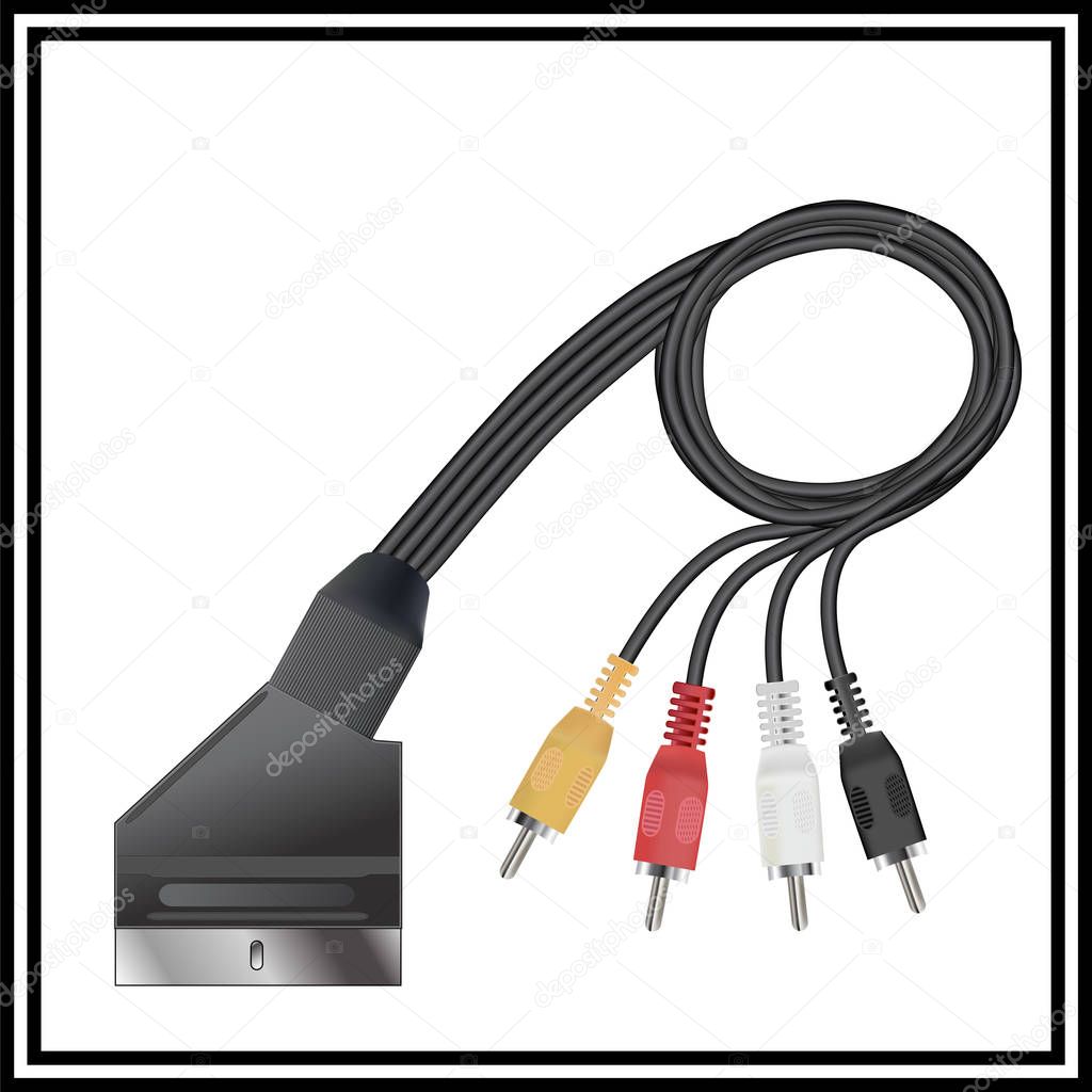 SCART - 4 RCA cable. Video transmission and stereo audio signal.