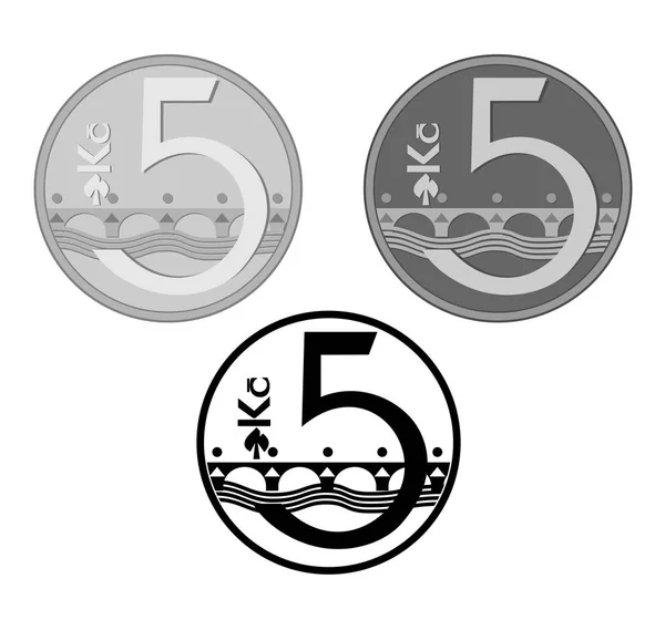 Moneda de metal checo — Vector de stock