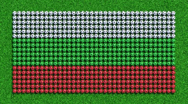 保加利亚的旗子从橄榄球球在草领域 — 图库照片
