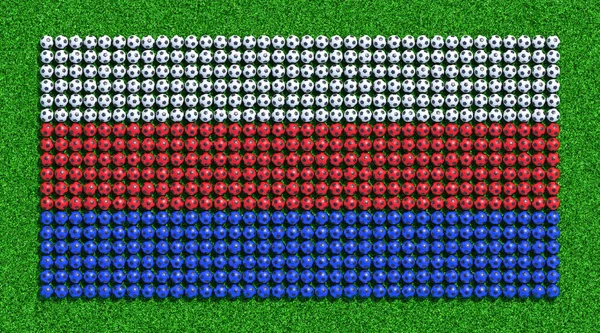 Bandera Rusia Pelotas Fútbol Campo Hierba Renderizado —  Fotos de Stock