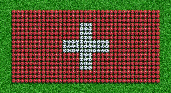 Svájc Zászlaja Futball Labdák Füves Területen Render Stock Fotó