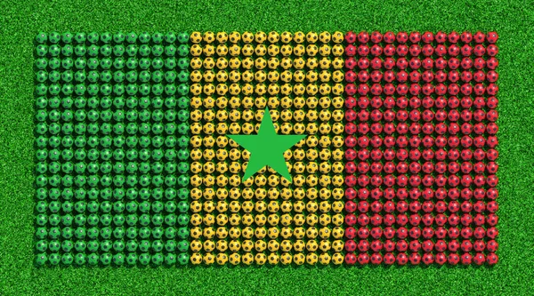 Szenegál Zászlaja Futball Labdák Füves Területen Render — Stock Fotó