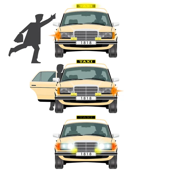 Taxi. The taxi driver and passenger. — Stock Vector
