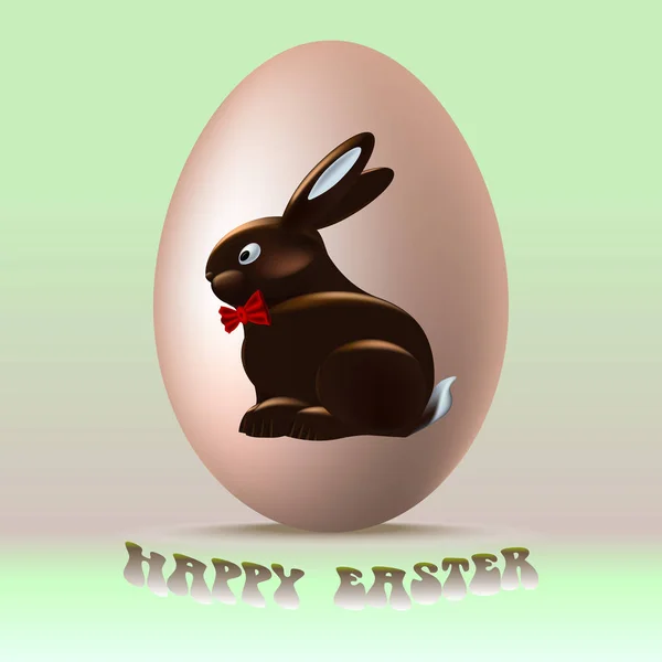 Çikolata Paskalya bunny yumurta üzerinde. Mutlu Paskalya tatili.