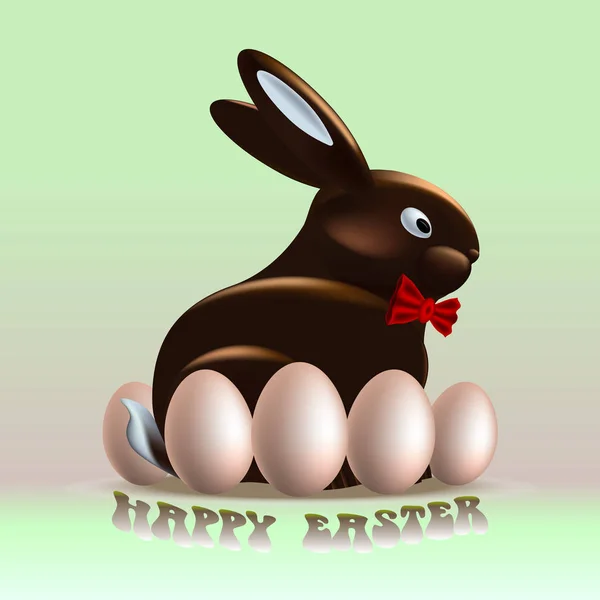 Yumurta tarafından çevrili çikolata Paskalya tavşanı.