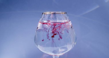 Kırmızı ve sarı mürekkep ile dolu bardak şarap