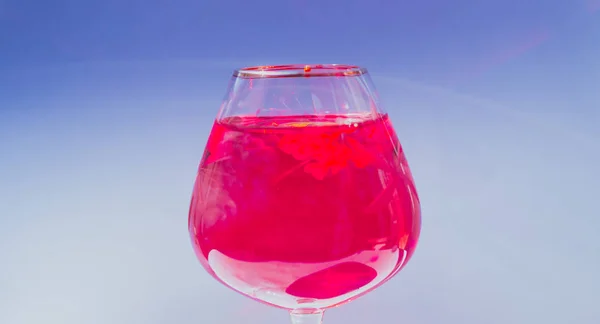 Vin glas fyllda med rött och gult bläck — Stockfoto