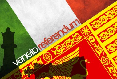 İtalya ve Veneto bayrakları karşı satranç figürleri