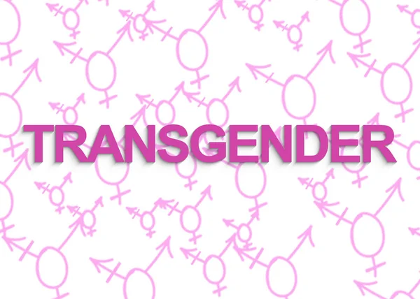 Transgender-Text mit Transgender-Symbolen im Hintergrund — Stockfoto