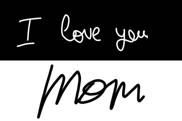 Handwritten text: I love you mom — Stock Photo, Image