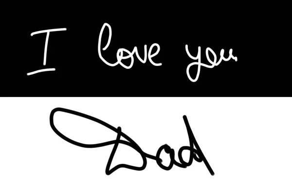 Teks tulisan tangan: Aku mencintaimu ayah — Stok Foto