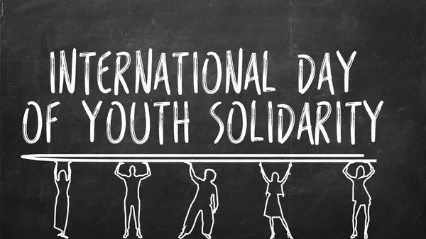 Drawn human figures holding the text: international day of youth solidarity